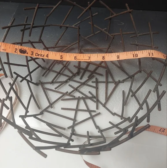 Michael Abram Style Metal Brutalist Twig Bowl Wire Boho Art Bowl